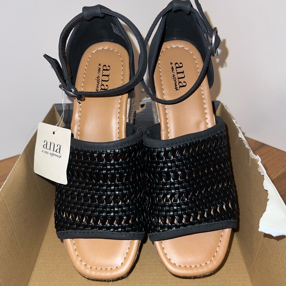 a.n.a Black Woven Sandals for Women